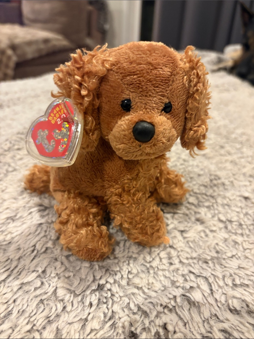 Ty Beanie Babies 2.0 Rufus Dog Kids Small‎ Brown Excellent Curly Ears 40643